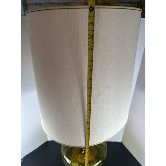 VTG 1970'S Mid Century Hollywood Regency Green Optic Glass Table Lamp Tested - Picture 6 of 8